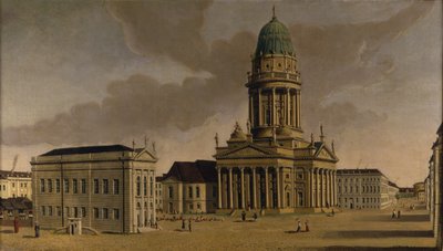 The Gendarmenmarkt with the French Playhouse and Cathedral, Berlin by Karl Friedrich Fechhelm